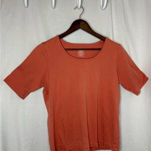 L.L. Bean Scoop Neck Short Sleeve Tee - Rust/Coral Color